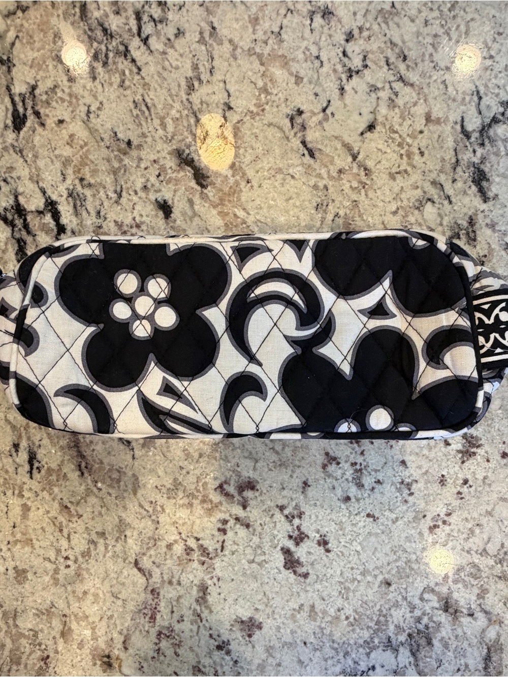 Vera Bradley Black and White Quilted Floral Cosmetic/makeup Bag